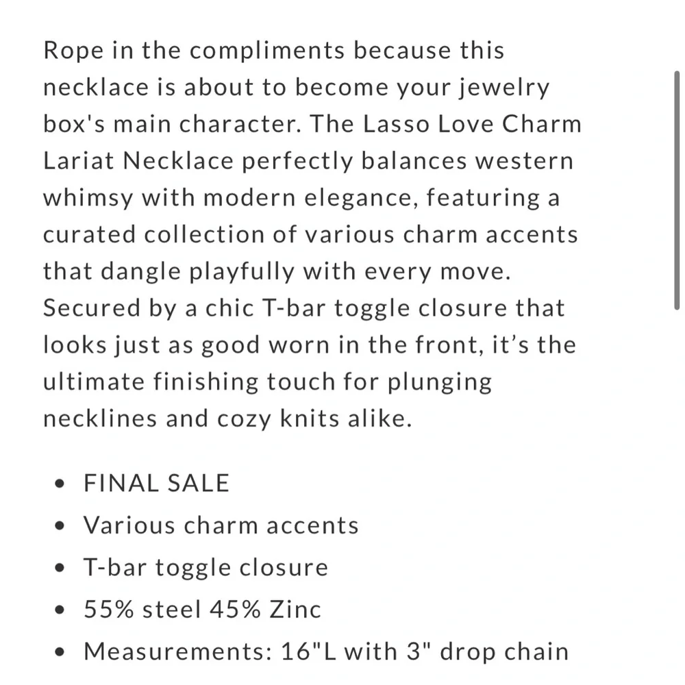 NWT Vici Lasso Love Charm Lariat Necklace - Picture 7 of 9